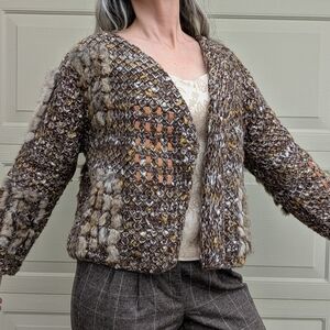 1980's NANCY BOSSIO hand loomed cardigan sweater S M